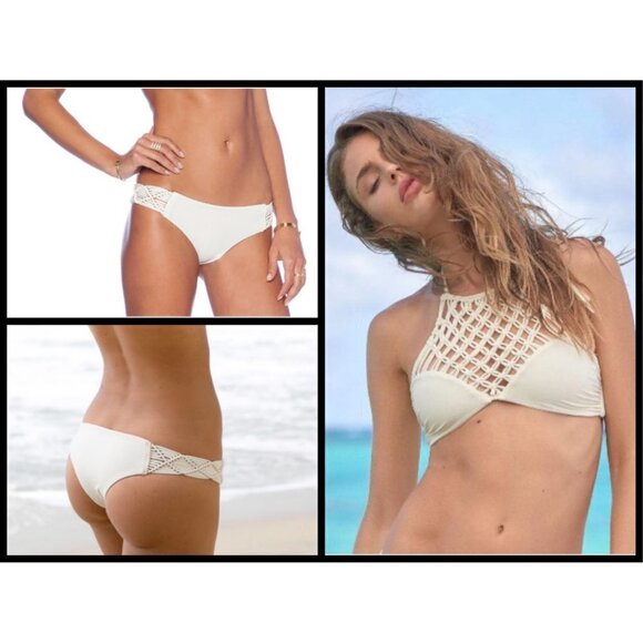 💕MIKOH💕 Macrame Woven Bikini Set ~ Bone XL NWT - Picture 7 of 16